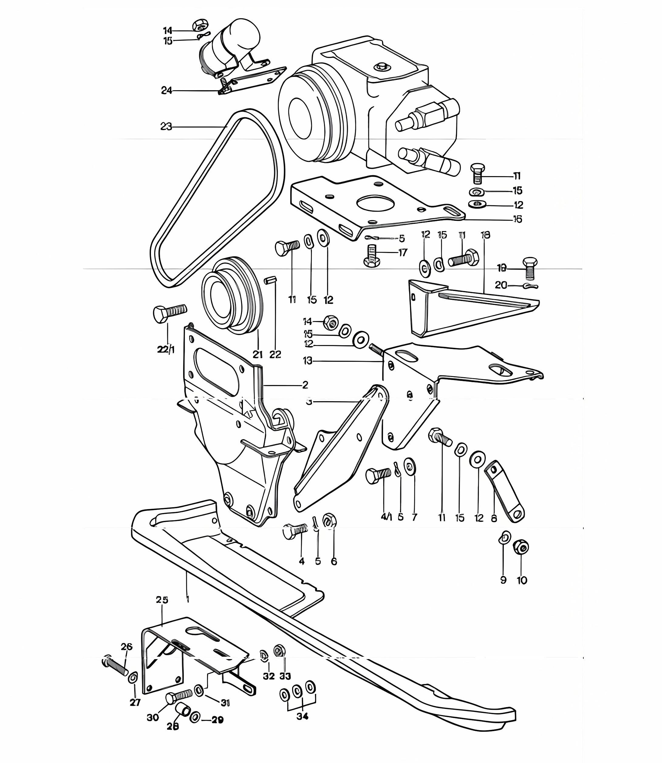Air conditioner, compressor driving mechanism mounting 911 1974-77