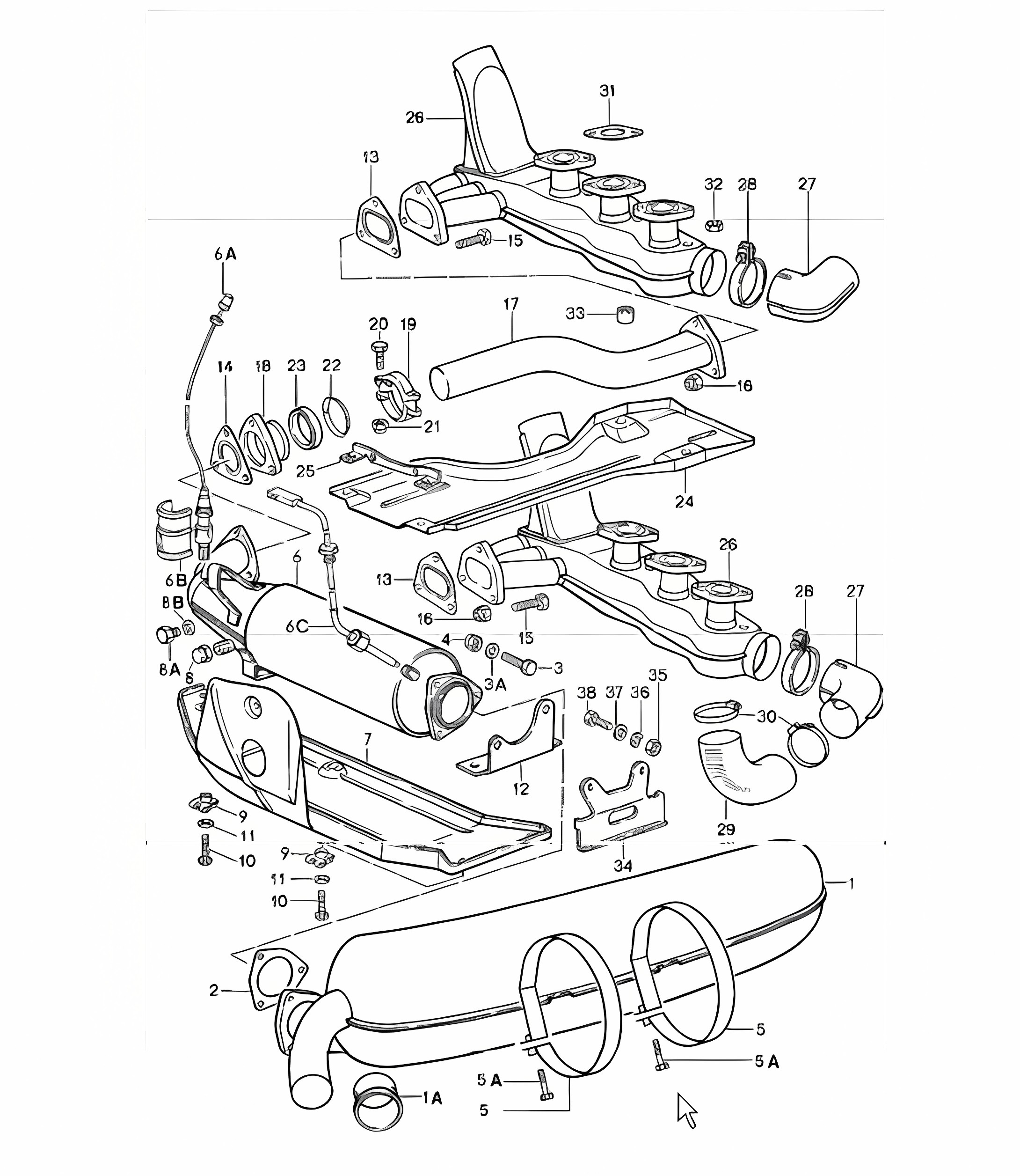 exhaust system 911 SC 1978-83