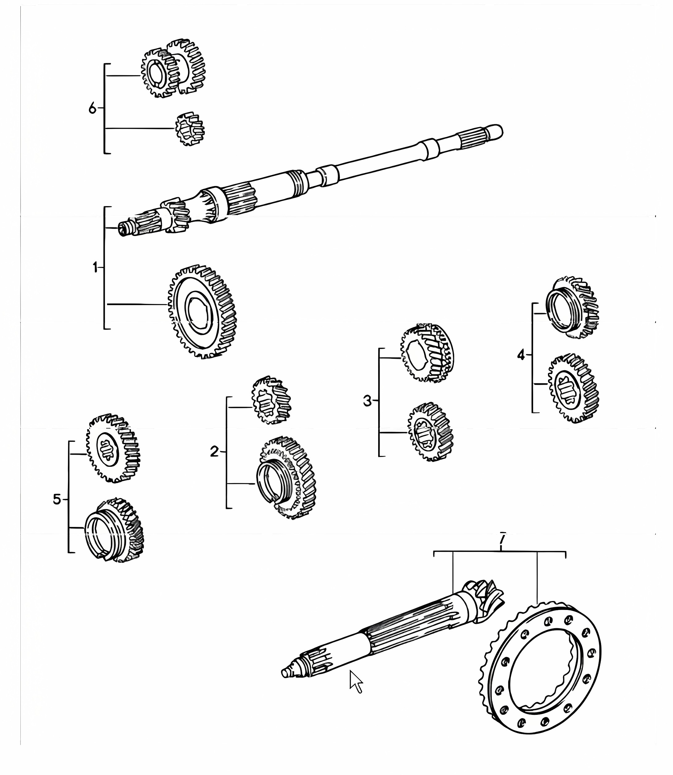 gear wheel sets 5. speed transmission 911 1978-83