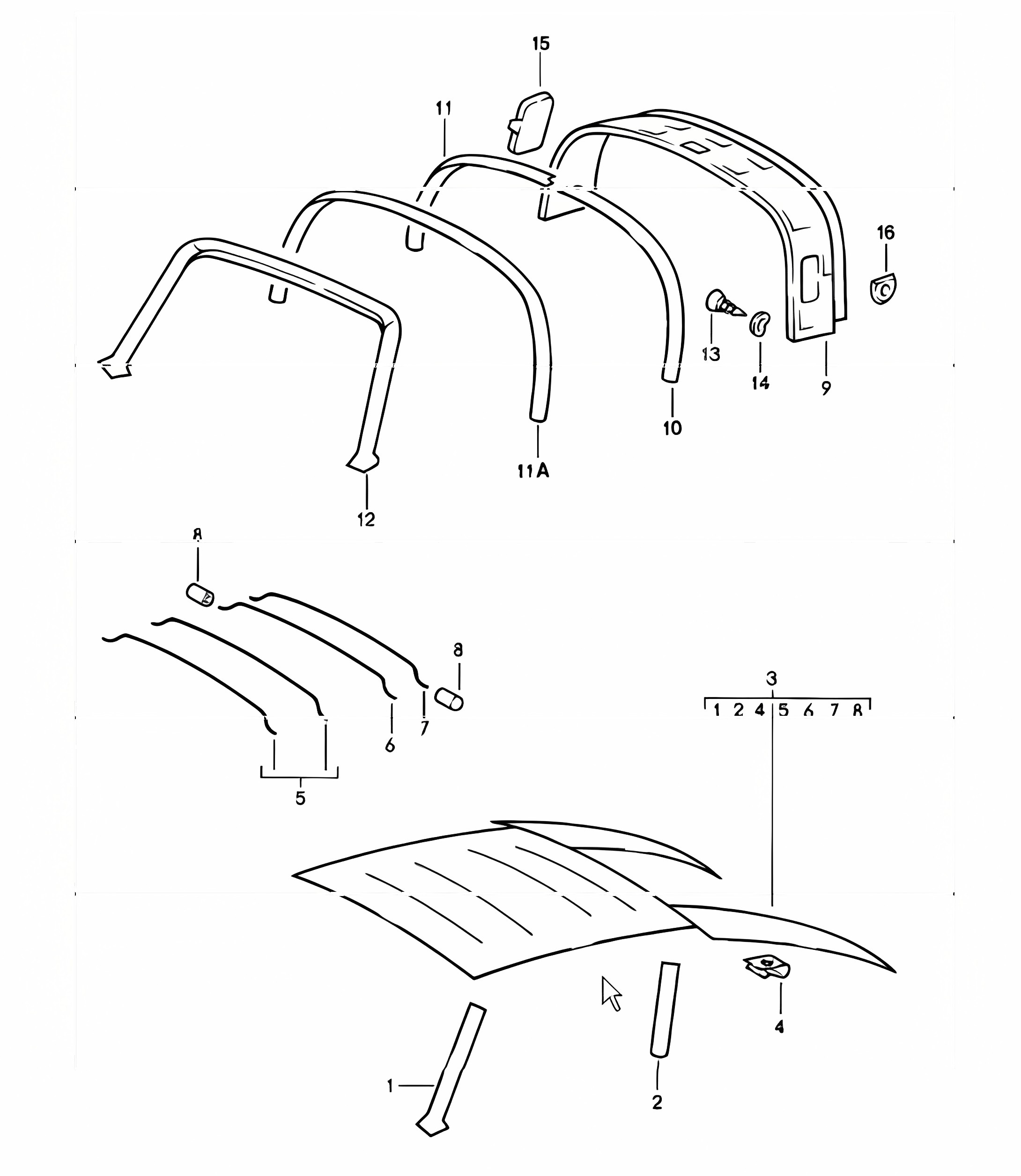 interior equipment roof 911 1978-83