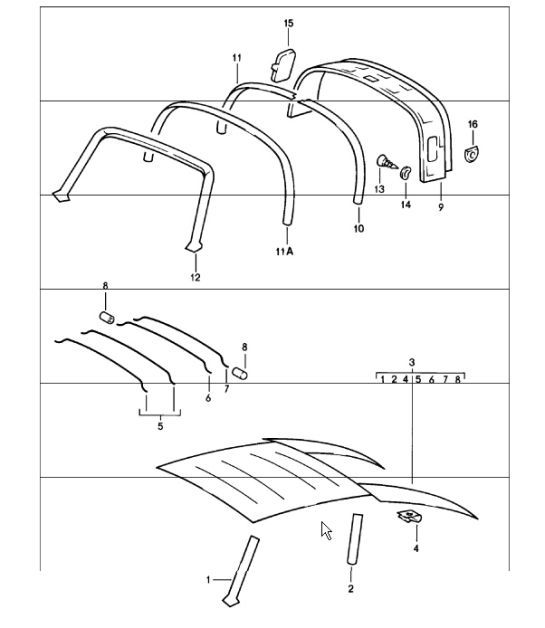 interior equipment roof 911 1978-83