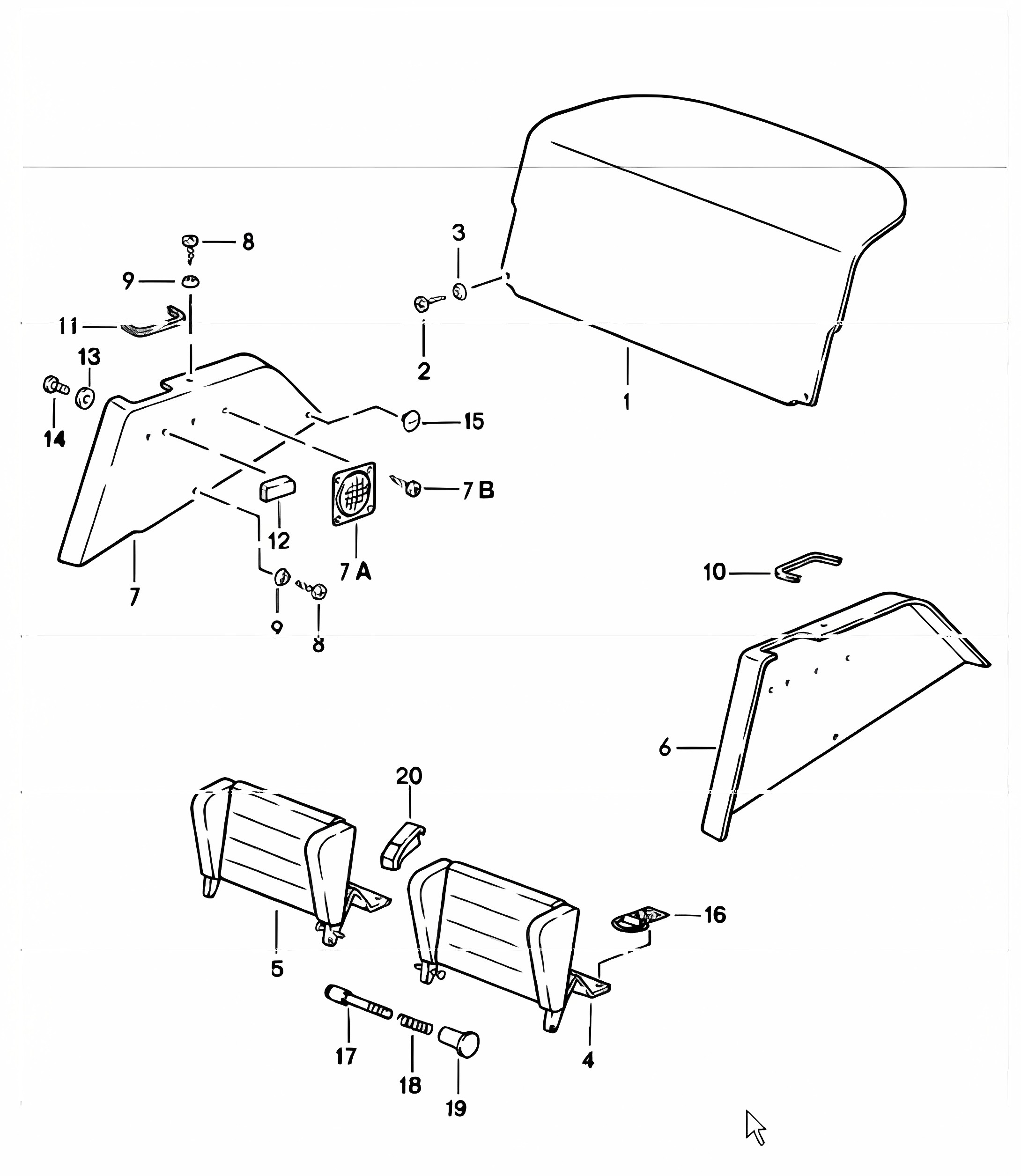 interior equipment rear 911 1978-83 CABRIO