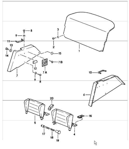 interior equipment rear 911 1978-83 CABRIO