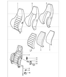 sports seat backrest single parts 911 1981 ONWARDS