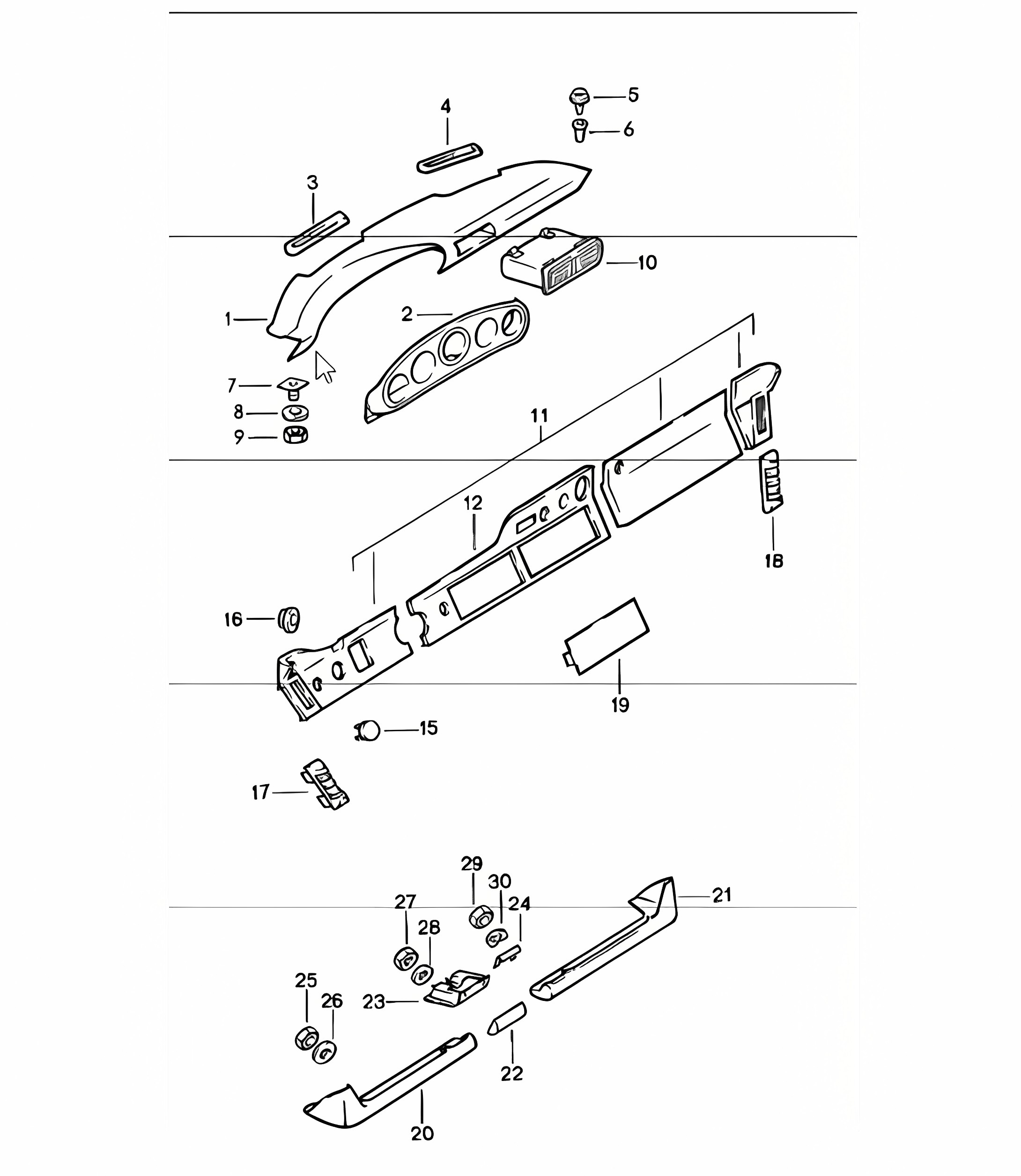 dashboard with installation parts 911 1978-83