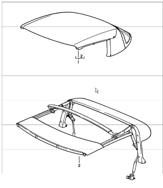 convertible top, convertible top frame - manually 911 1978-83