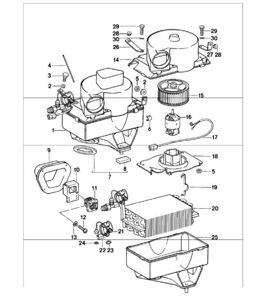 air conditioner, evaporator housing, single parts 911 1978-83
