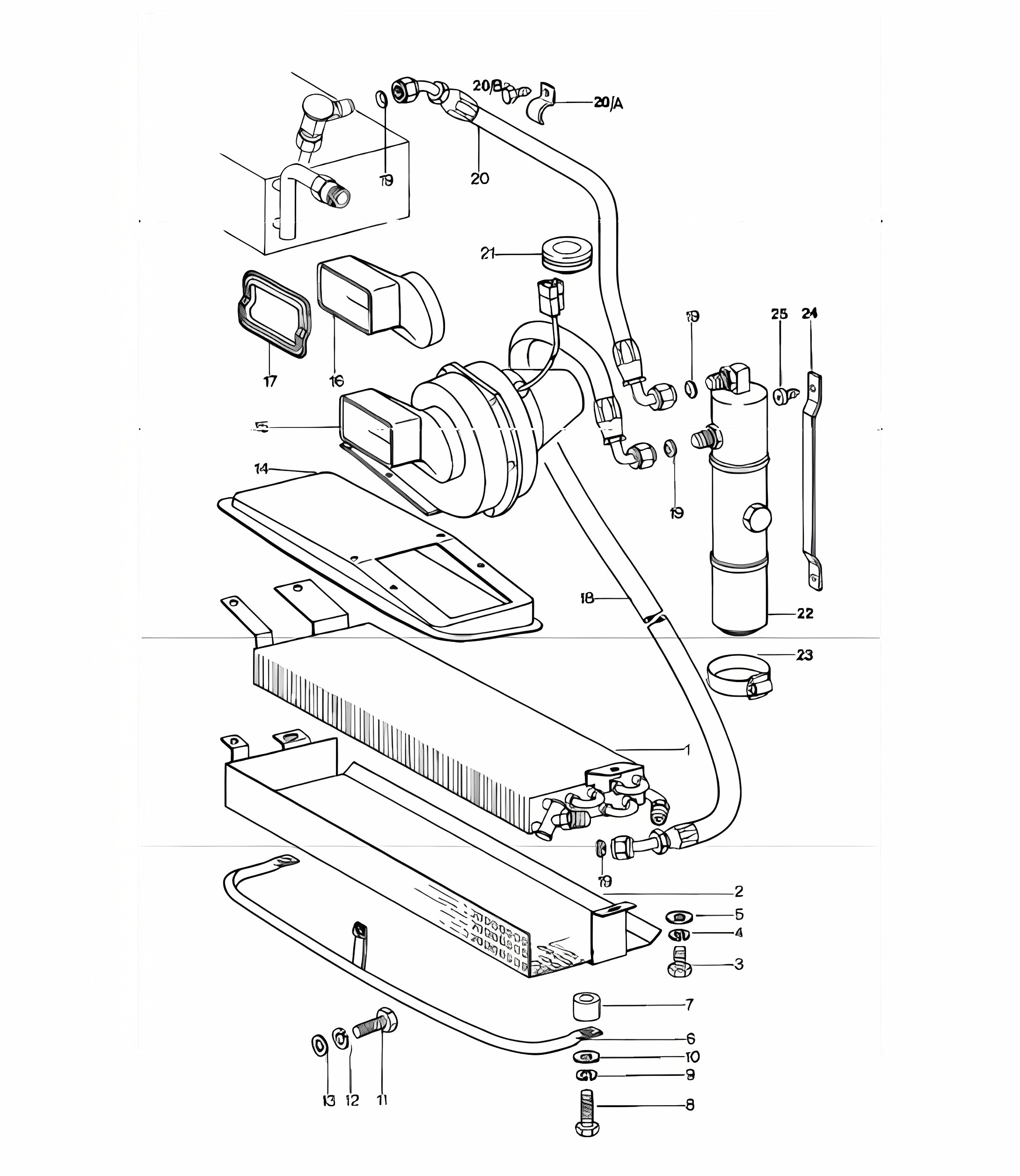 condenser refrigerant line accessories and others front 911 1978-83
