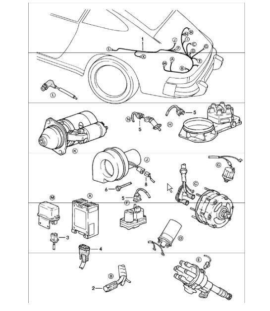 Diagram 902-11 Porsche Boxster 986/987/981 (1997-2016) Elektrische apparatuur