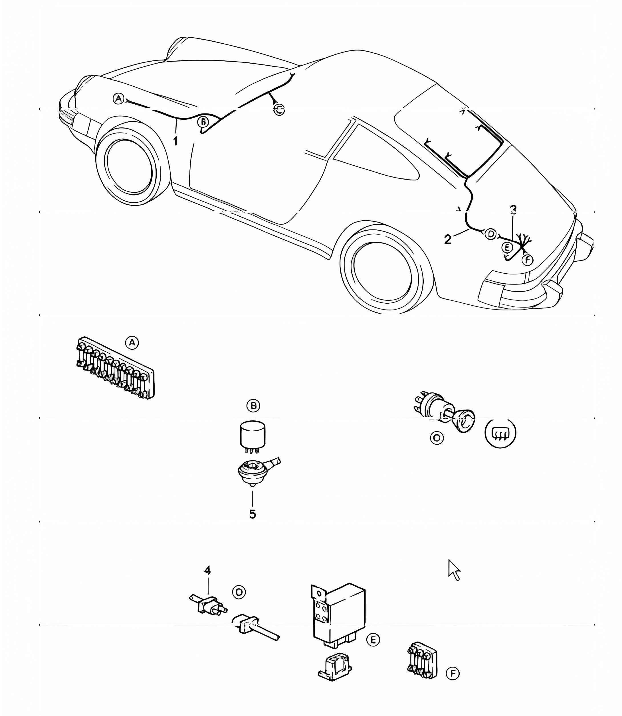 wiring harnesses: windscreen heating, rear window heating 911 1978-83