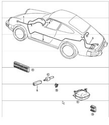 wiring harnesses: rear window wiper 911 1978-83