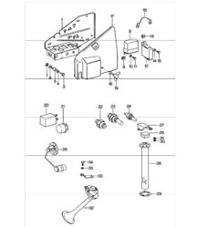 mounting plate, relay, sender, fanfare 911 1978-83