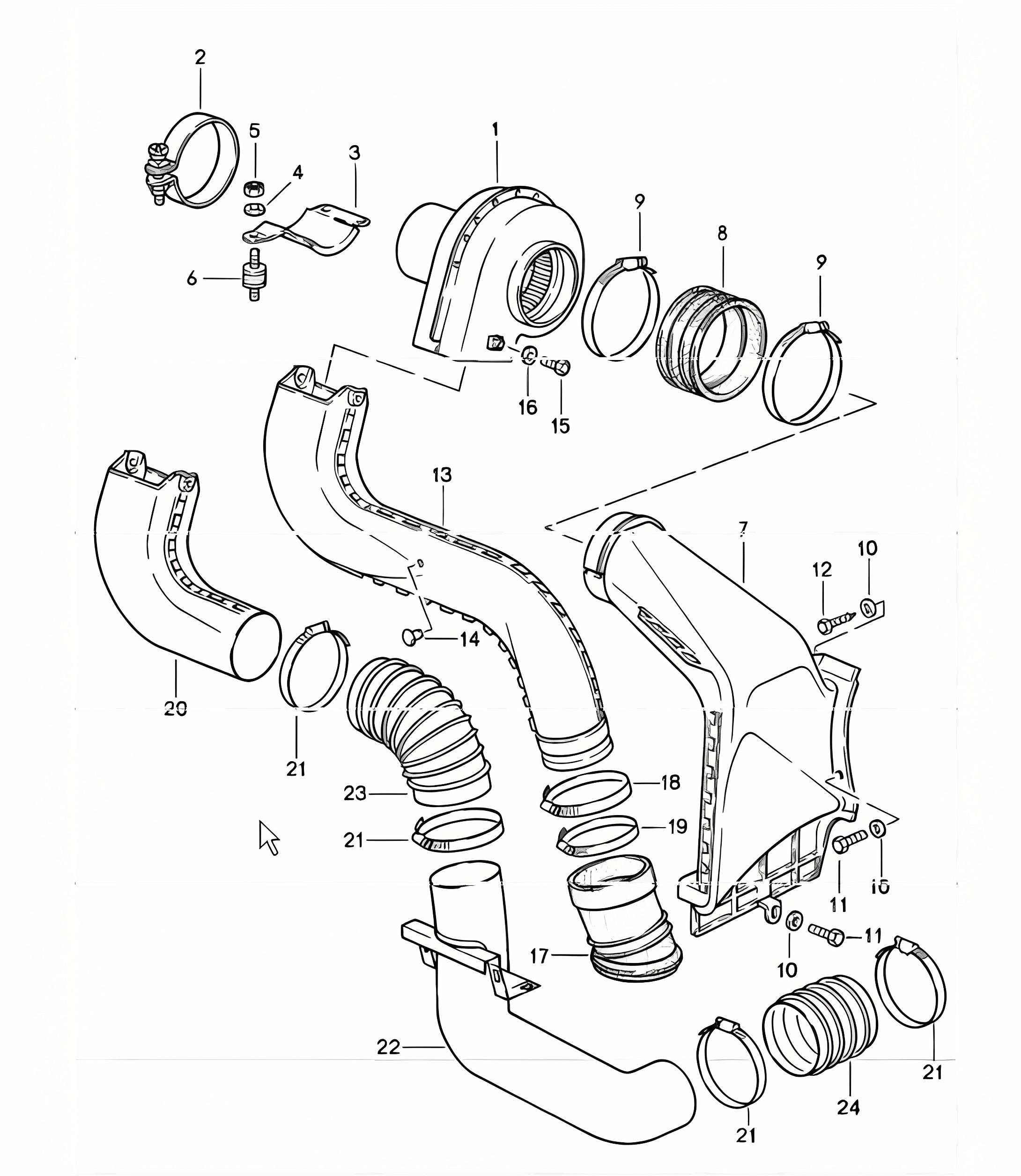 Air injection 911 TURBO 930.66/68 1984-86
