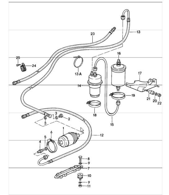 Kraftstoffsystem hinten 911 TURBO 1984-86