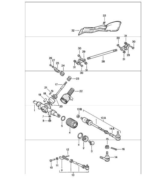 Diagram 403-00 Porsche Cayman 987C / 981C (2005-2016) Assale anteriore, sterzo 