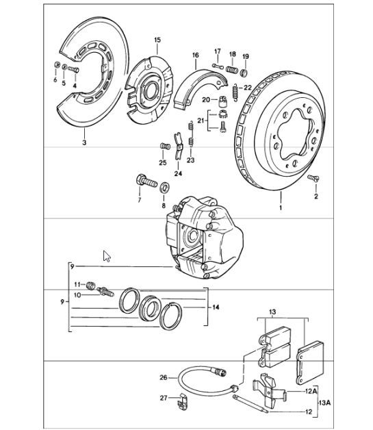 Diagram 603-00 Porsche 997 MK1 Carrera 4 3.6L 2005-08 Wheels, Brakes