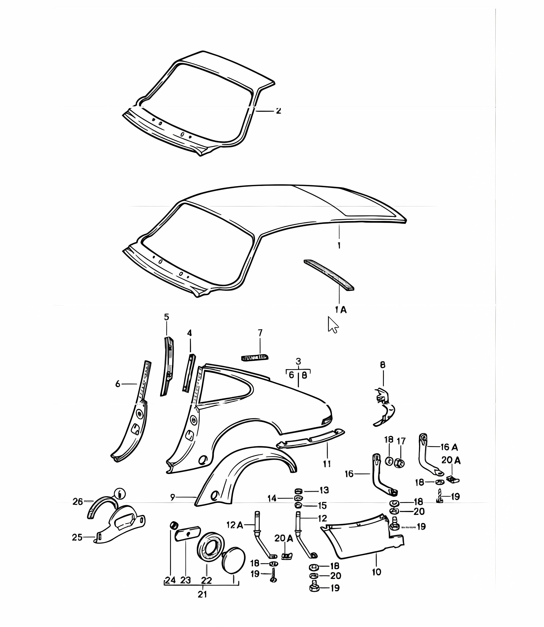 exterior panelling rear  (it is necessary to rework) 911 COUPE 1984-86