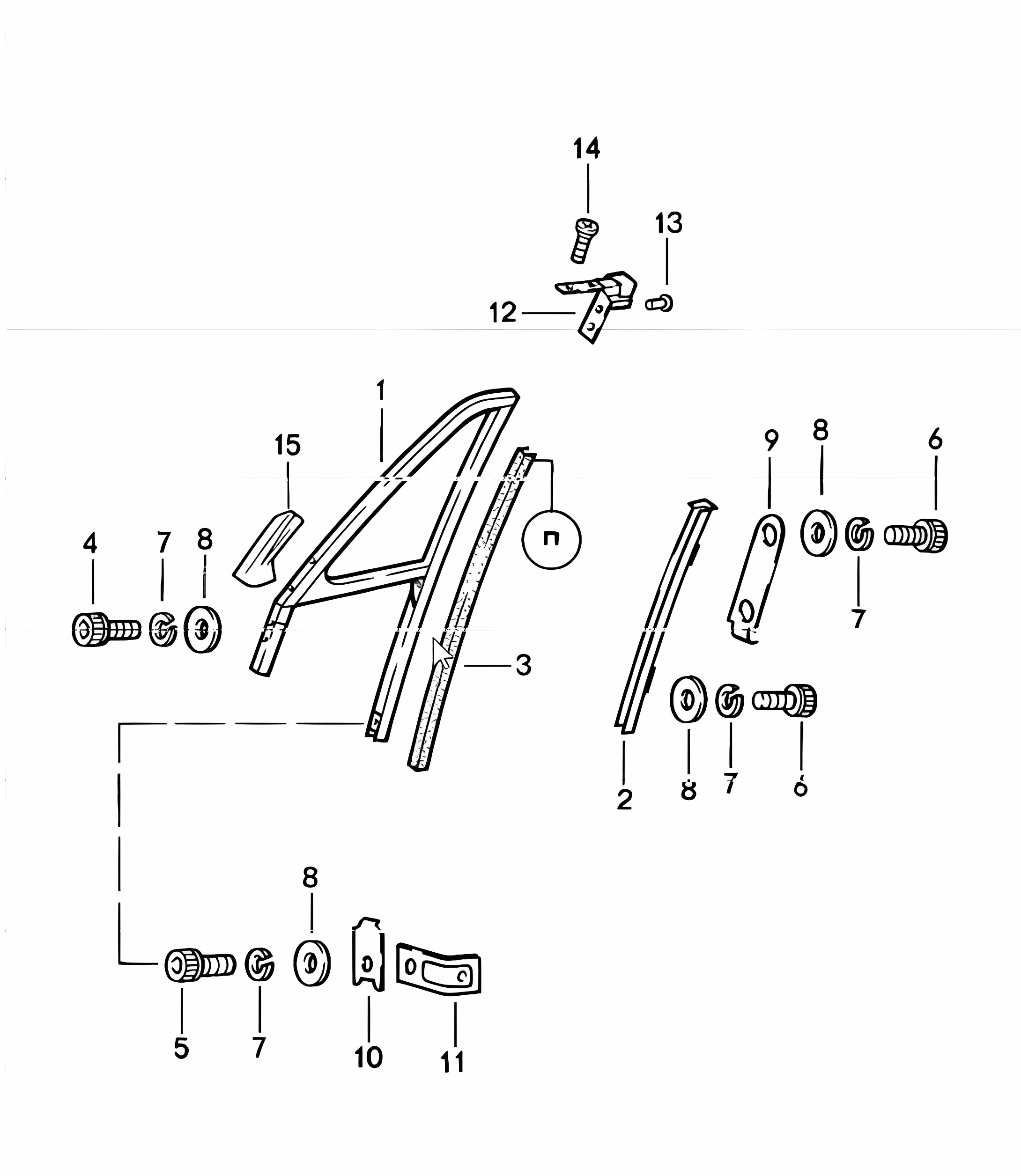 door glass frame 911 TARGA/CABRIO 1984-86
