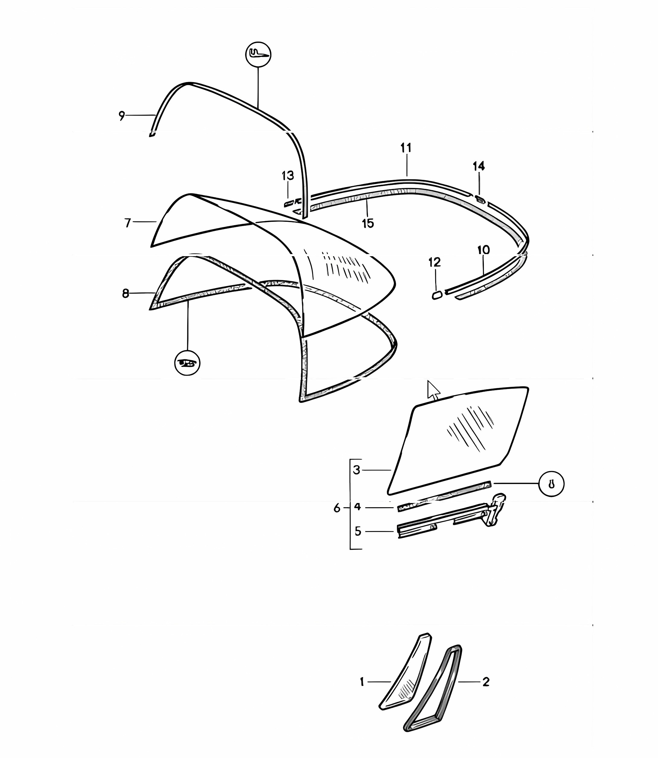 window glazing 911 TARGA/CABRIO 1984-86