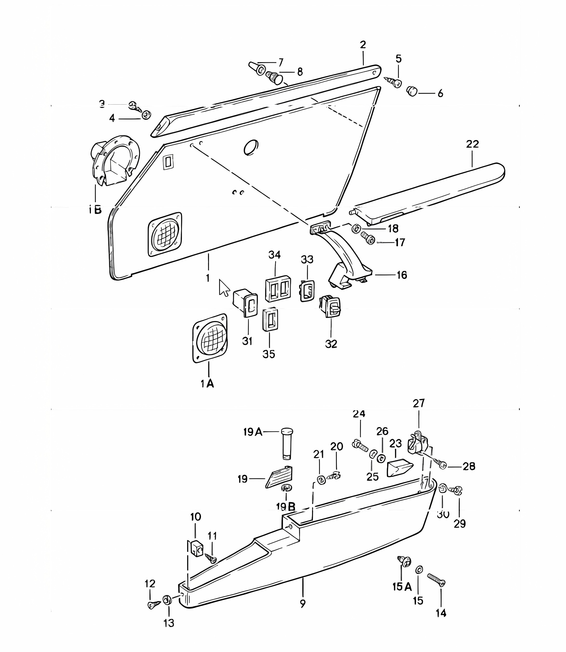 interior equipment doors 911 1984-86