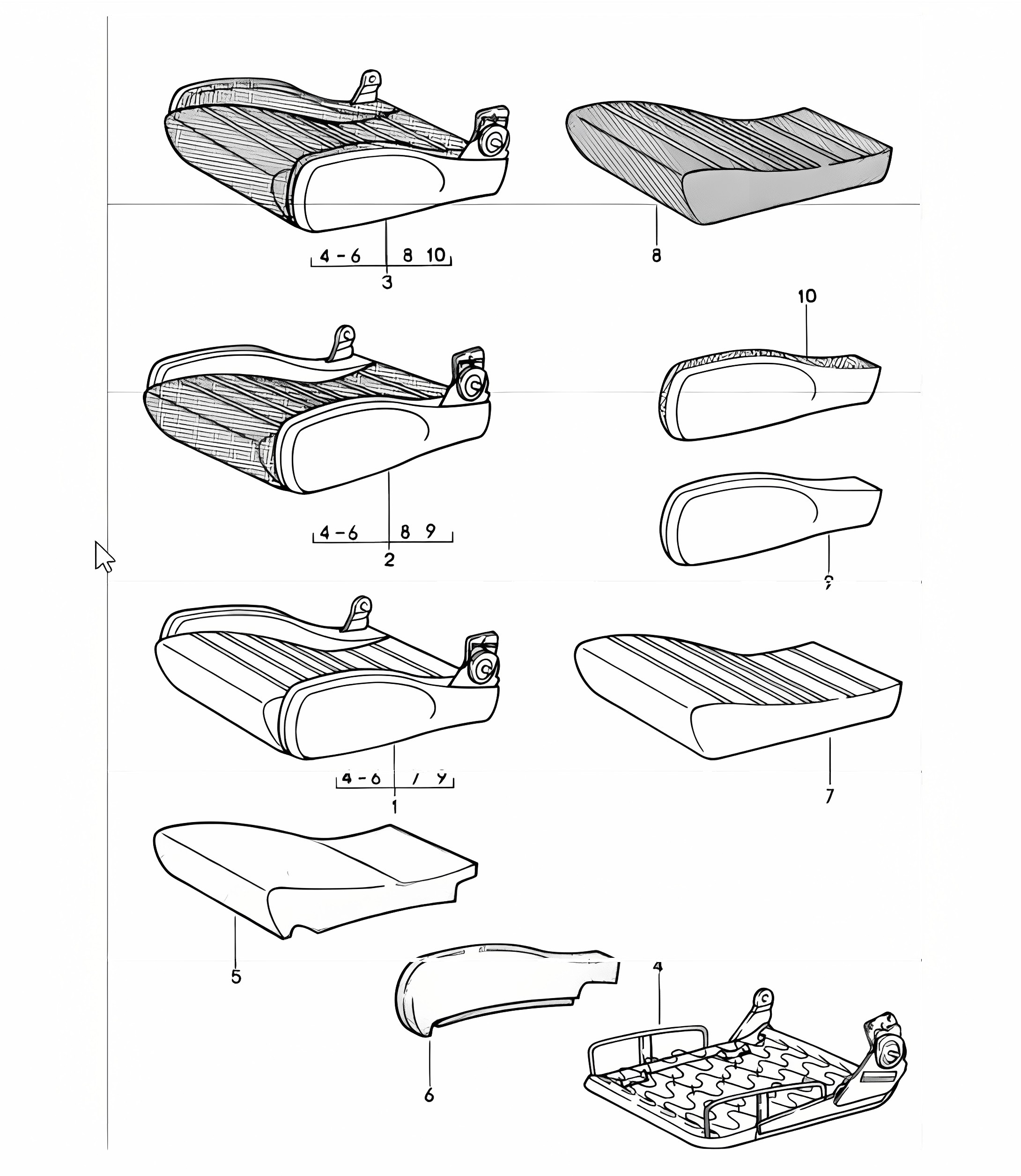 sports seat cushion single parts 911 UPTO 1984