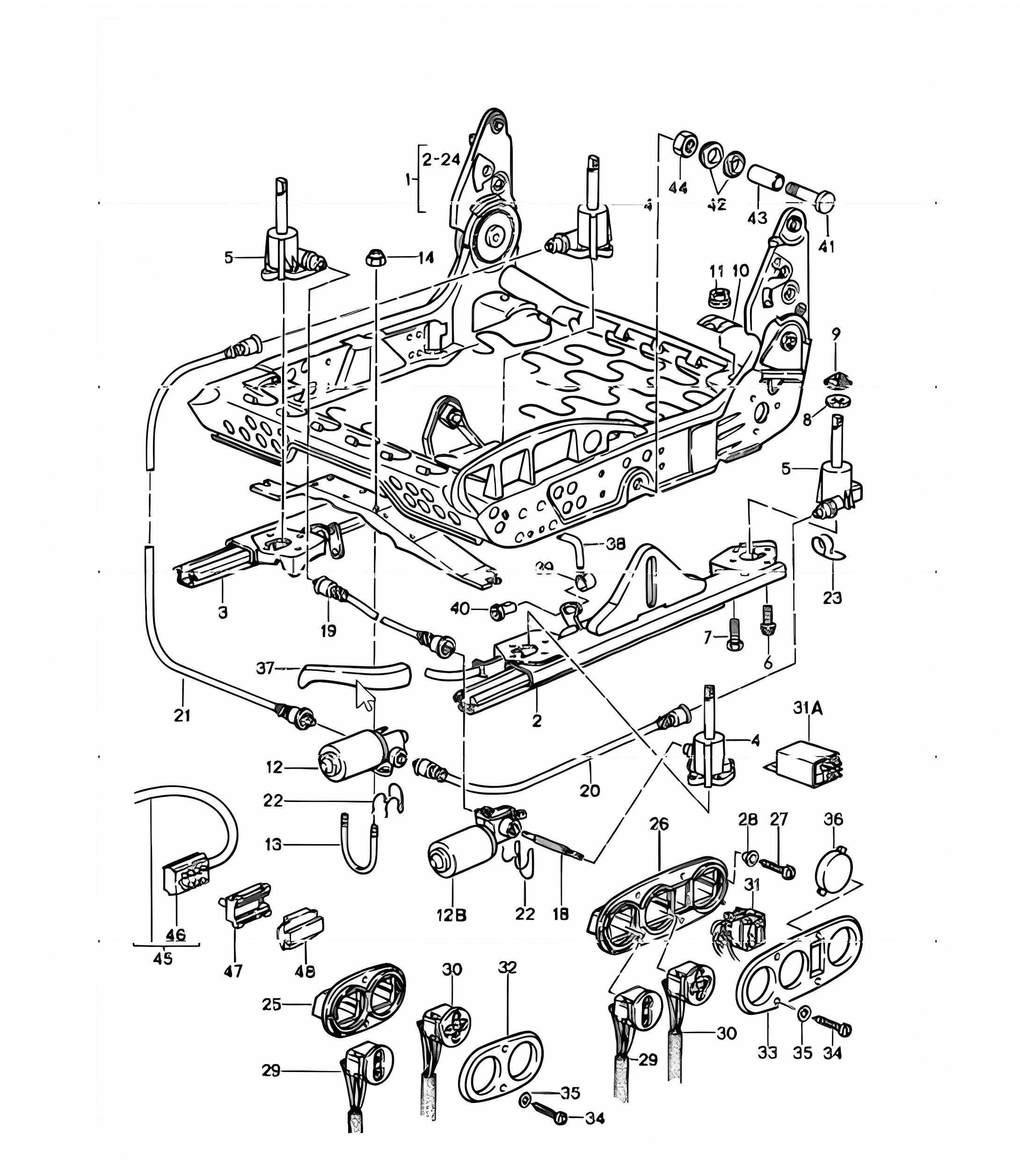 seat frame electric 911 1984-86