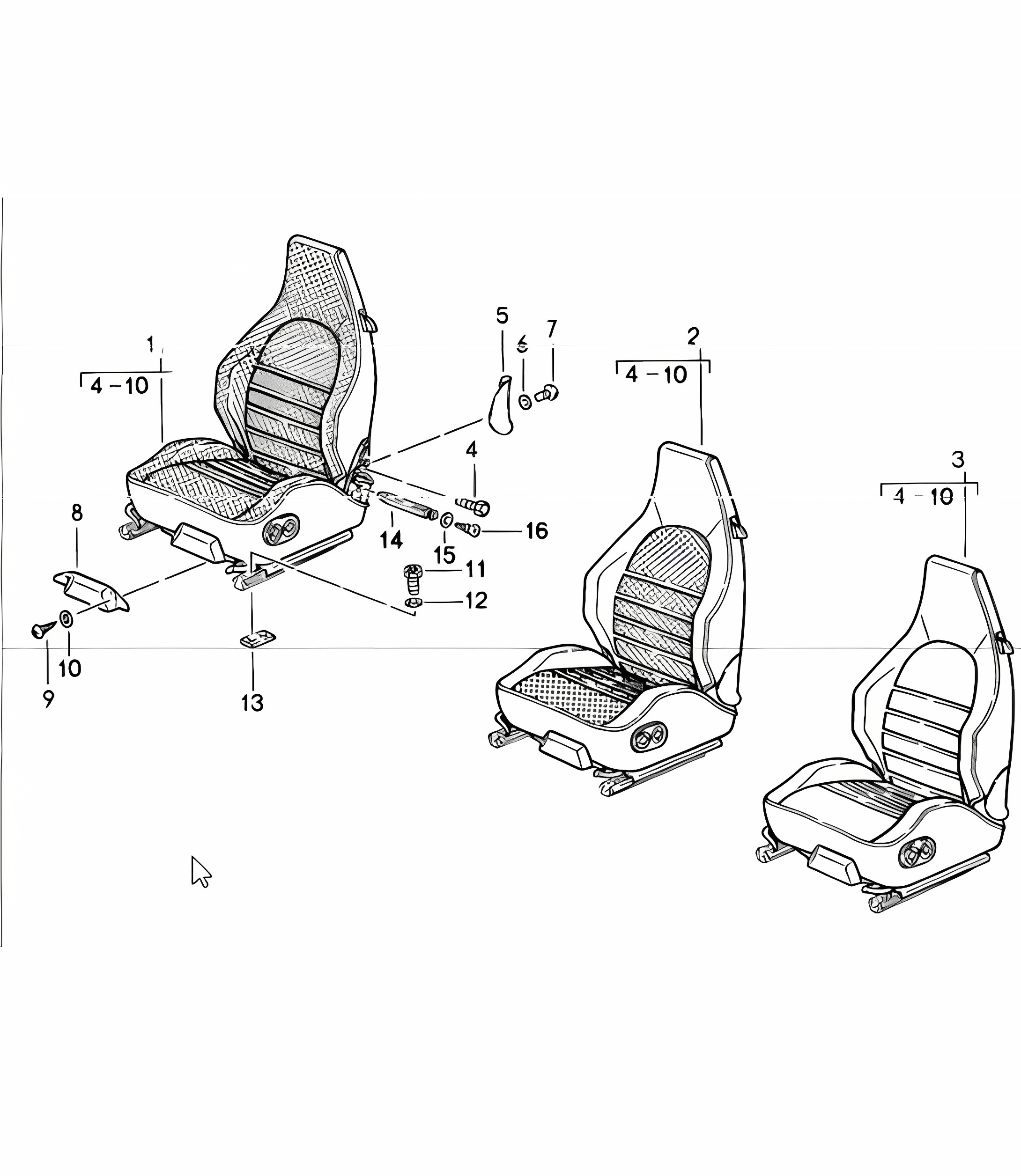 sports seat complete 911 1985 ONWARDS
