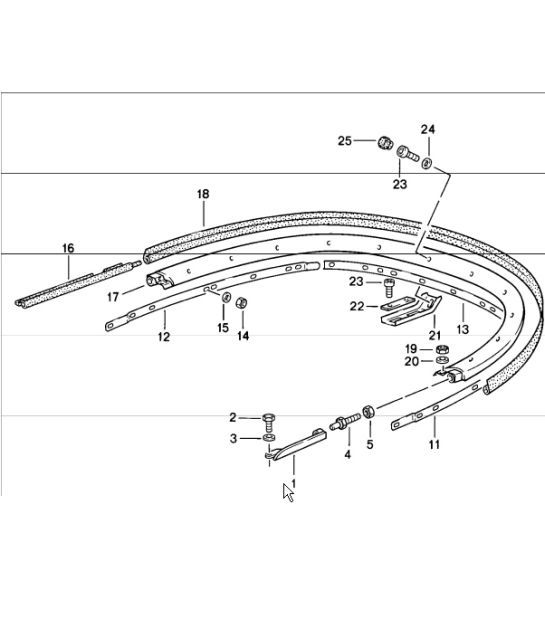 convertible top, clamp, single parts 911 1984-86