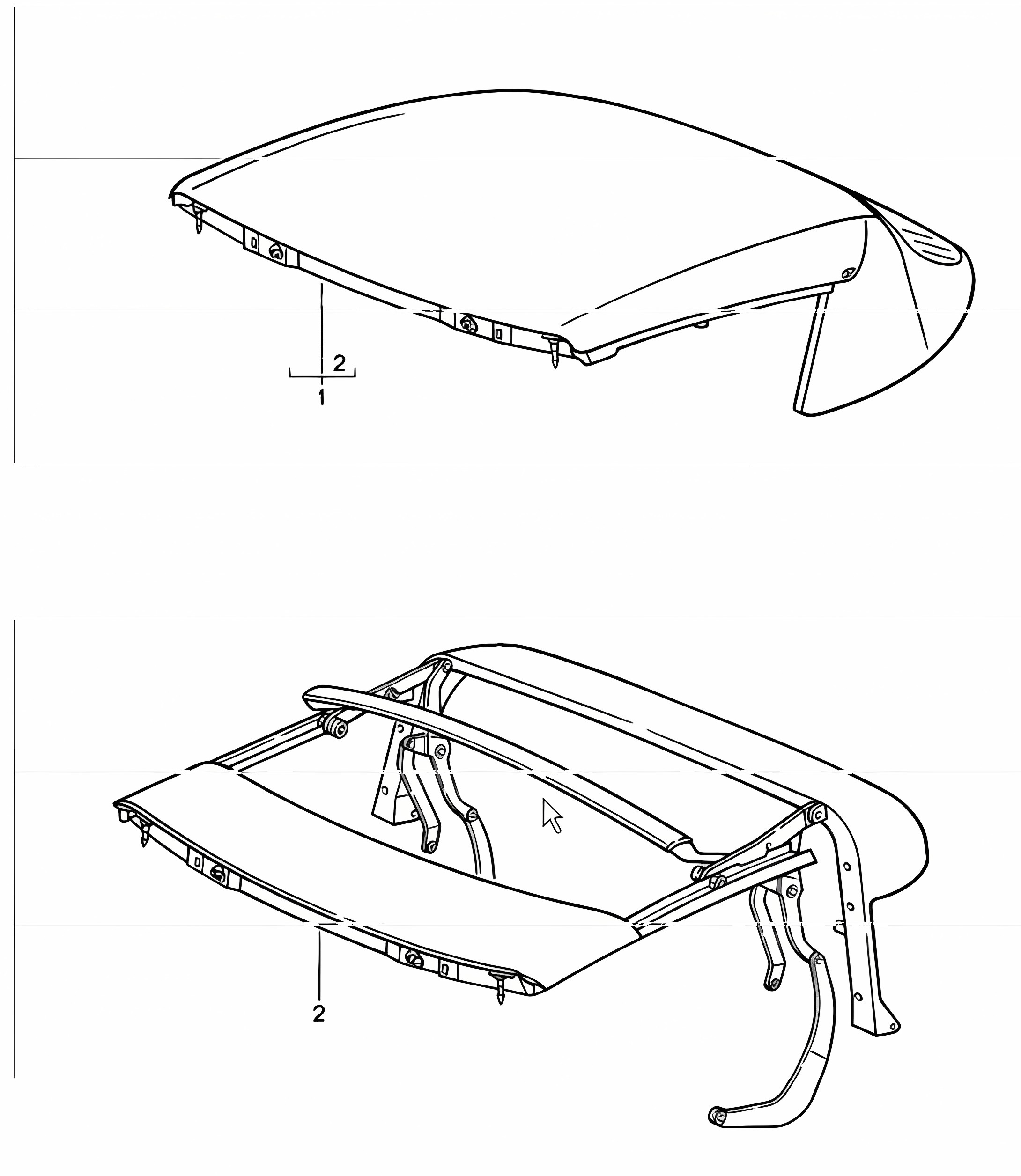 convertible top, convertible top frame electrically adjustable 911 M439 1986 onwards