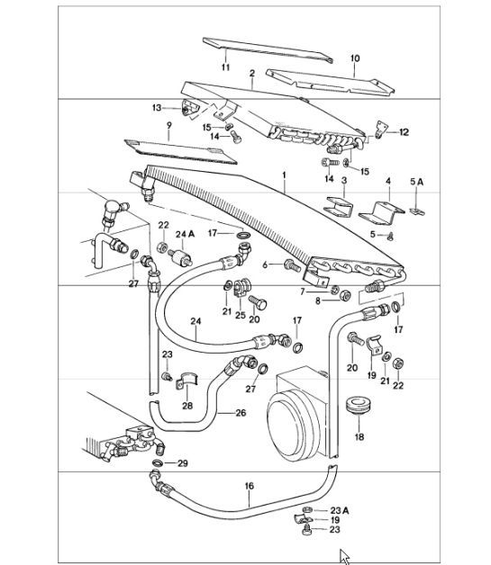 condenser refrigerant line accessories and others rear 911 1984-86