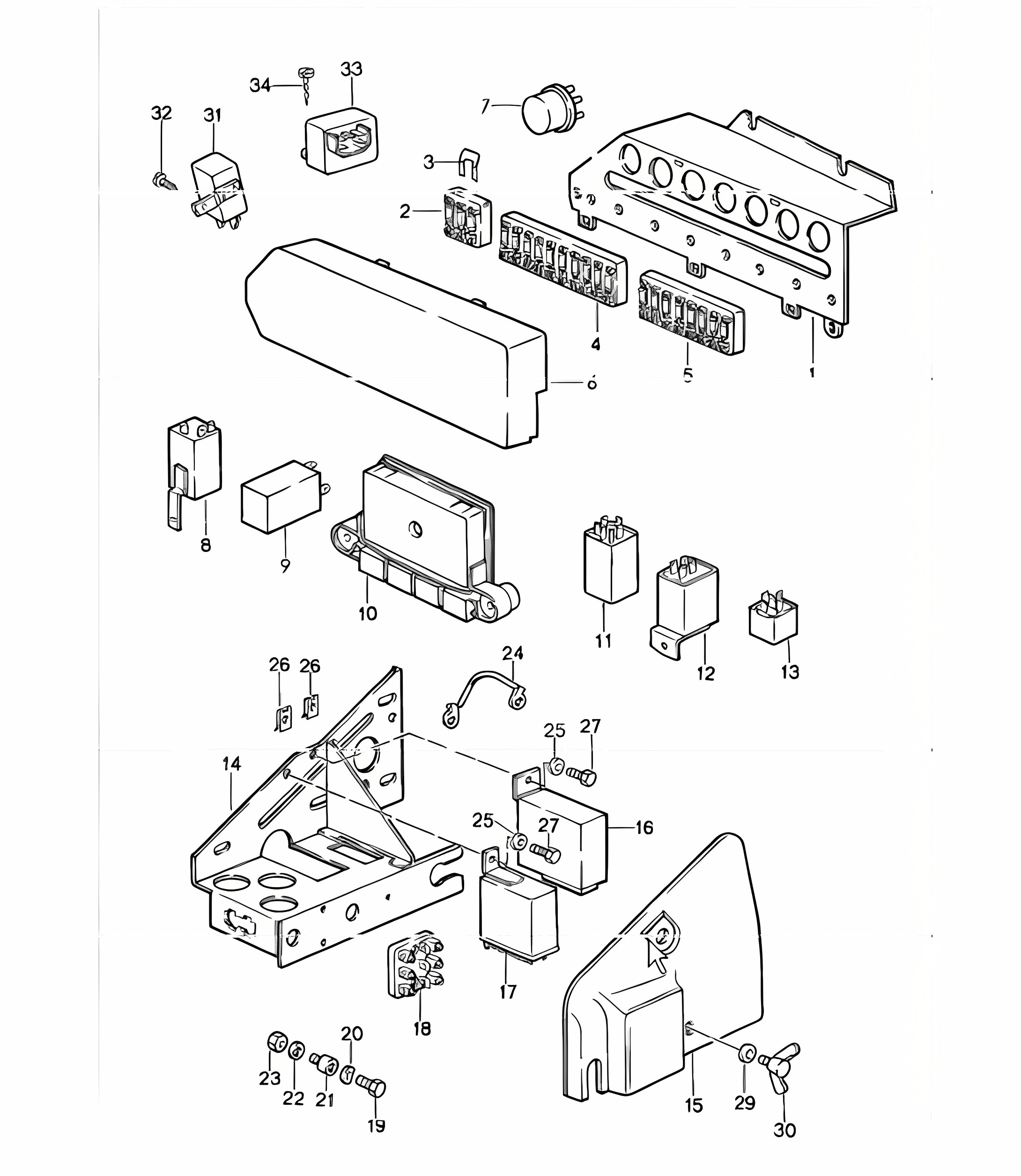 control unit, relay, fuse box 911 1984-86