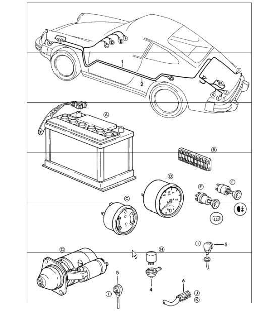 Diagram 902-10 Porsche 997 (911) MK1 2005-2008 Electrical equipment