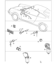wiring harnesses: FRONT luggage compartment power window 911 1984-86