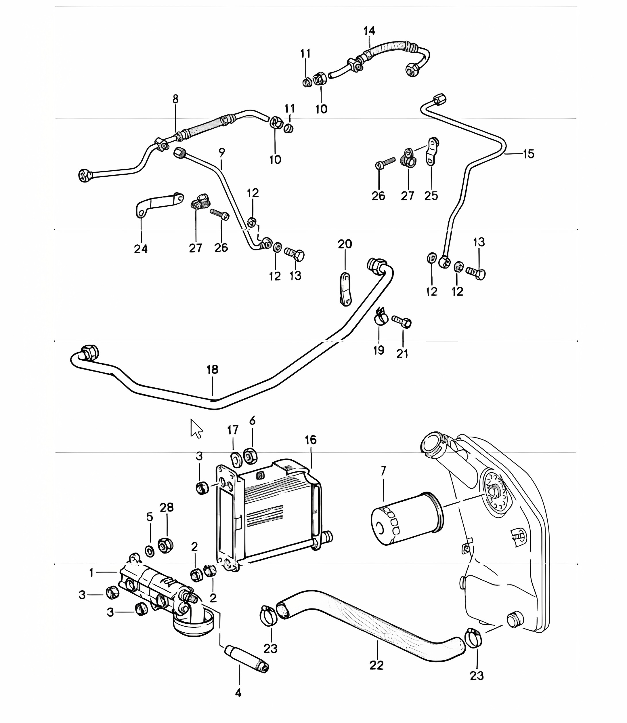 engine lubrication oil pump lines 911 1987-89