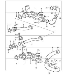 impianto di scarico 911 TURBO 930.66/68 1987-89