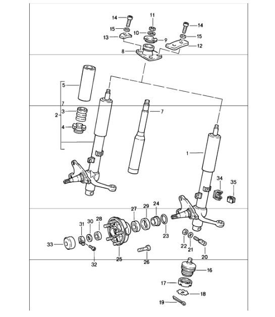 Diagram 402-00 Porsche 996 (911) (1997-2005) Front Axle, Steering 