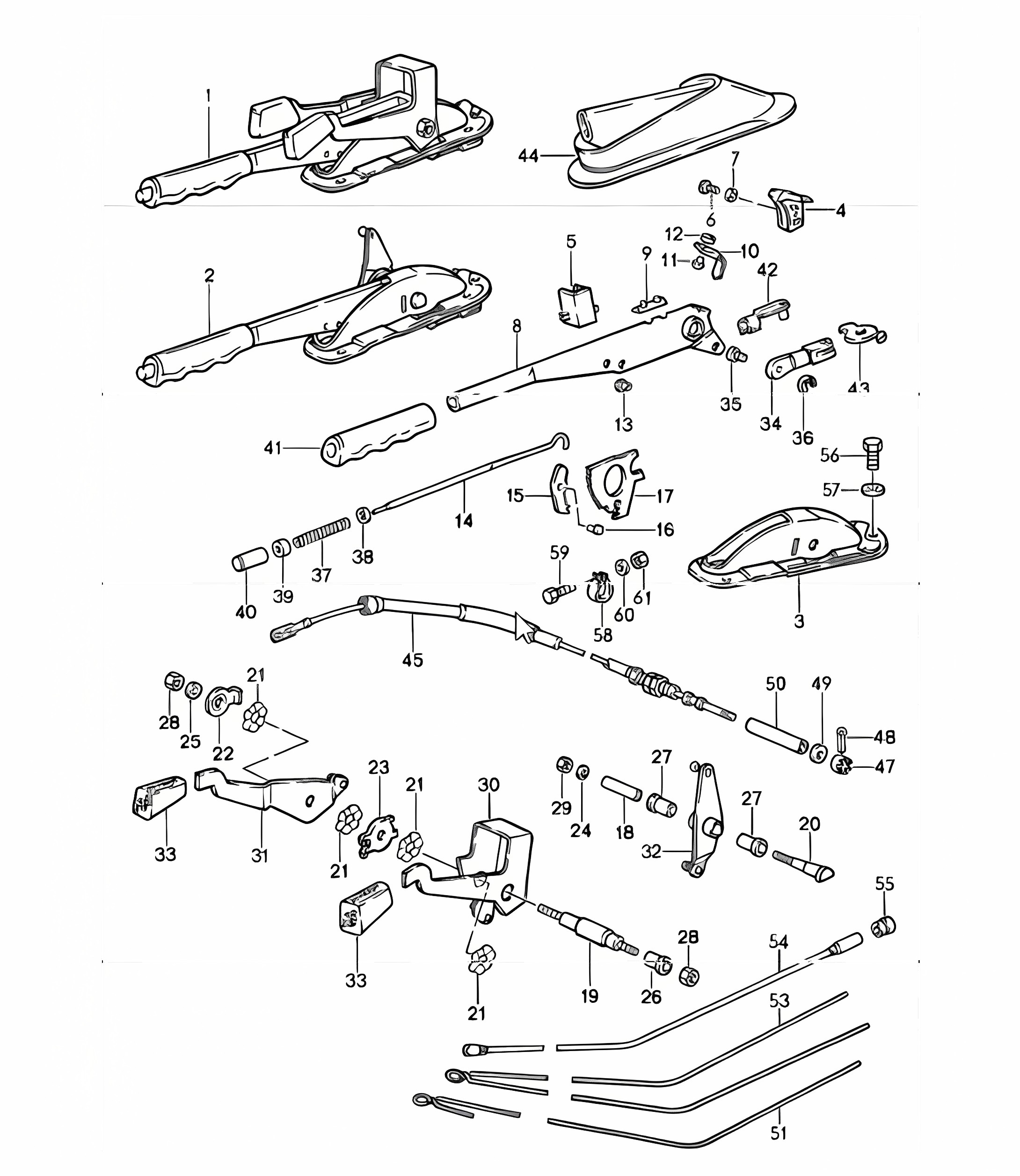 parking-brake lever, actuating lever for heating 911 1987-89