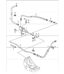 commande d'embrayage, maître-cylindre d'embrayage, canalisation d'embrayage 911 CARRERA 1978-89 / TURBO 1989-