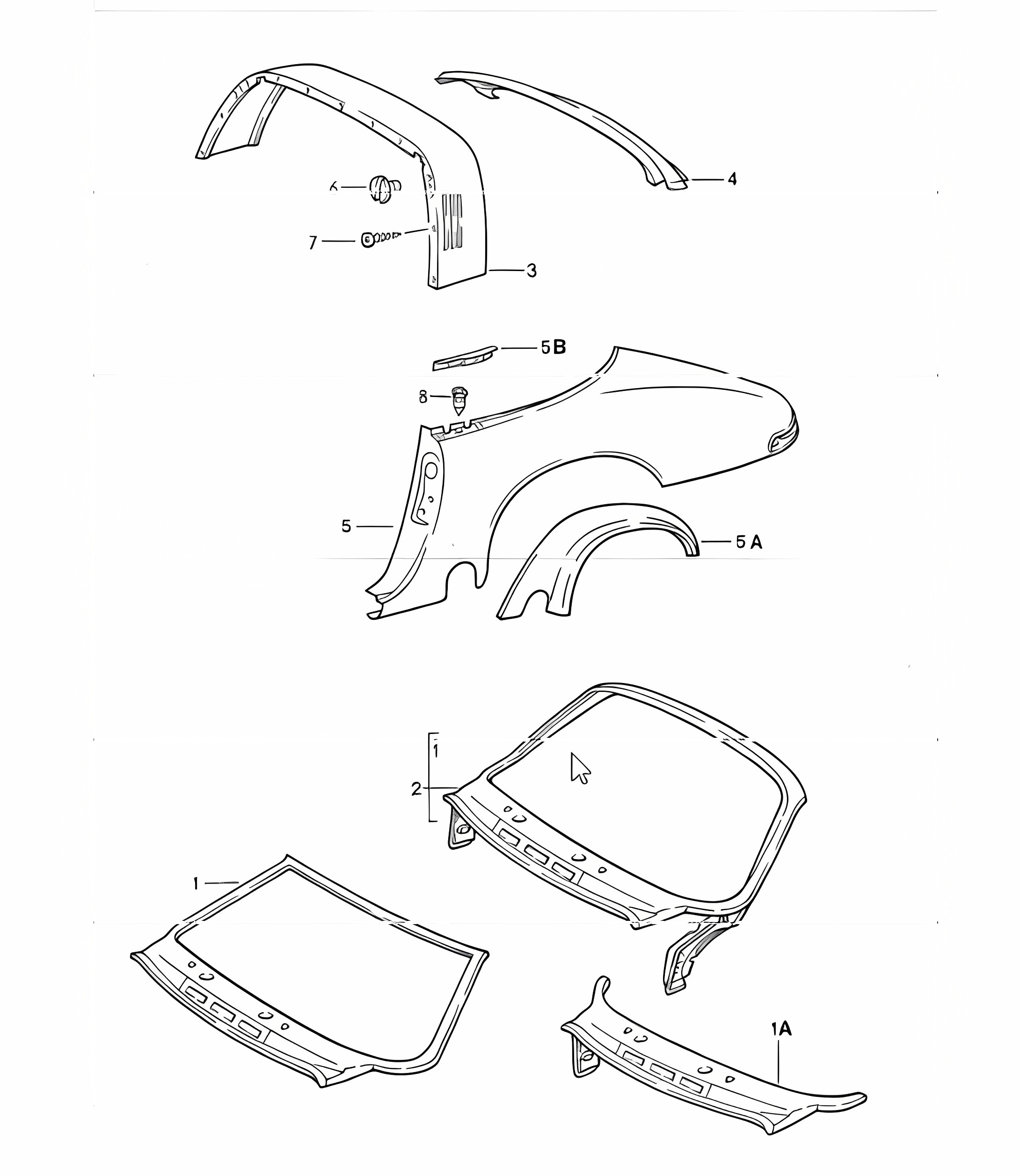 exterior panelling it is necessary to rework 911 TARGA / CABRIO / SPEEDSTER 1987-89