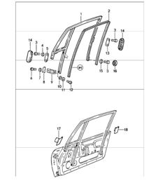 encadrement de vitre de porte 911 COUPE 1987-89