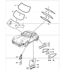 window glazing 911 COUPE 1987-89