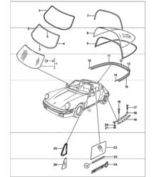 vetri per finestre 911 TARGA / CABRIO 1987-89