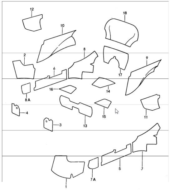 interior equipment: adhesive carpets 911 1987-89