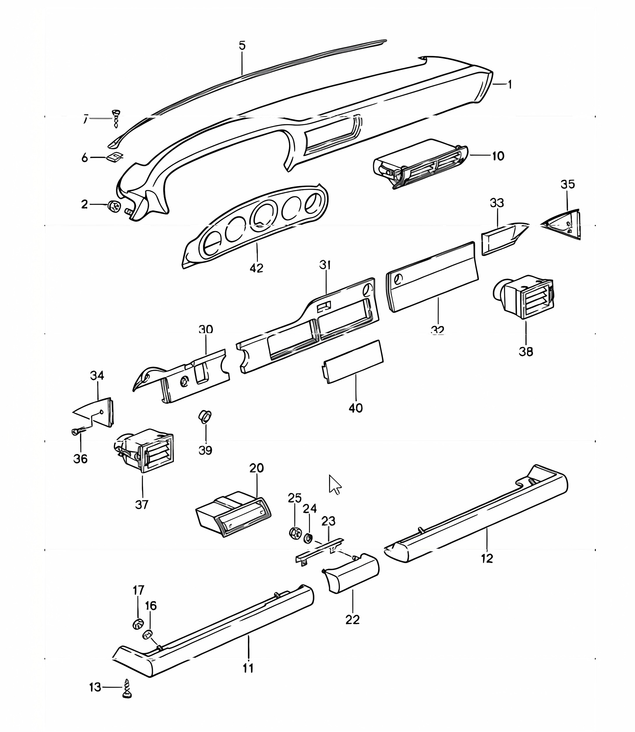dashboard with installation parts 911 1987-89