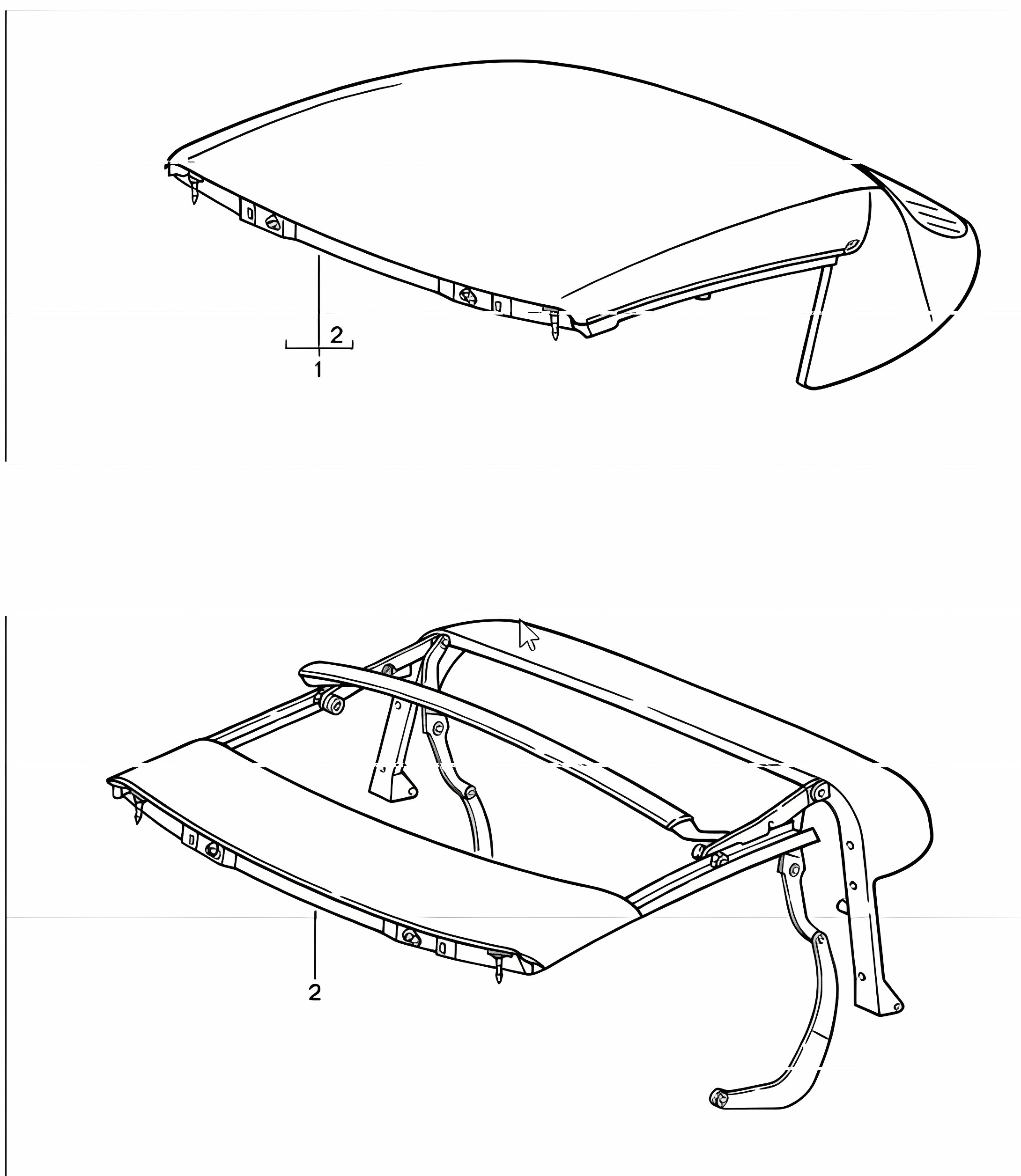 convertible top, convertible top frame, manually adjustable 911 CABRIO 1987-89