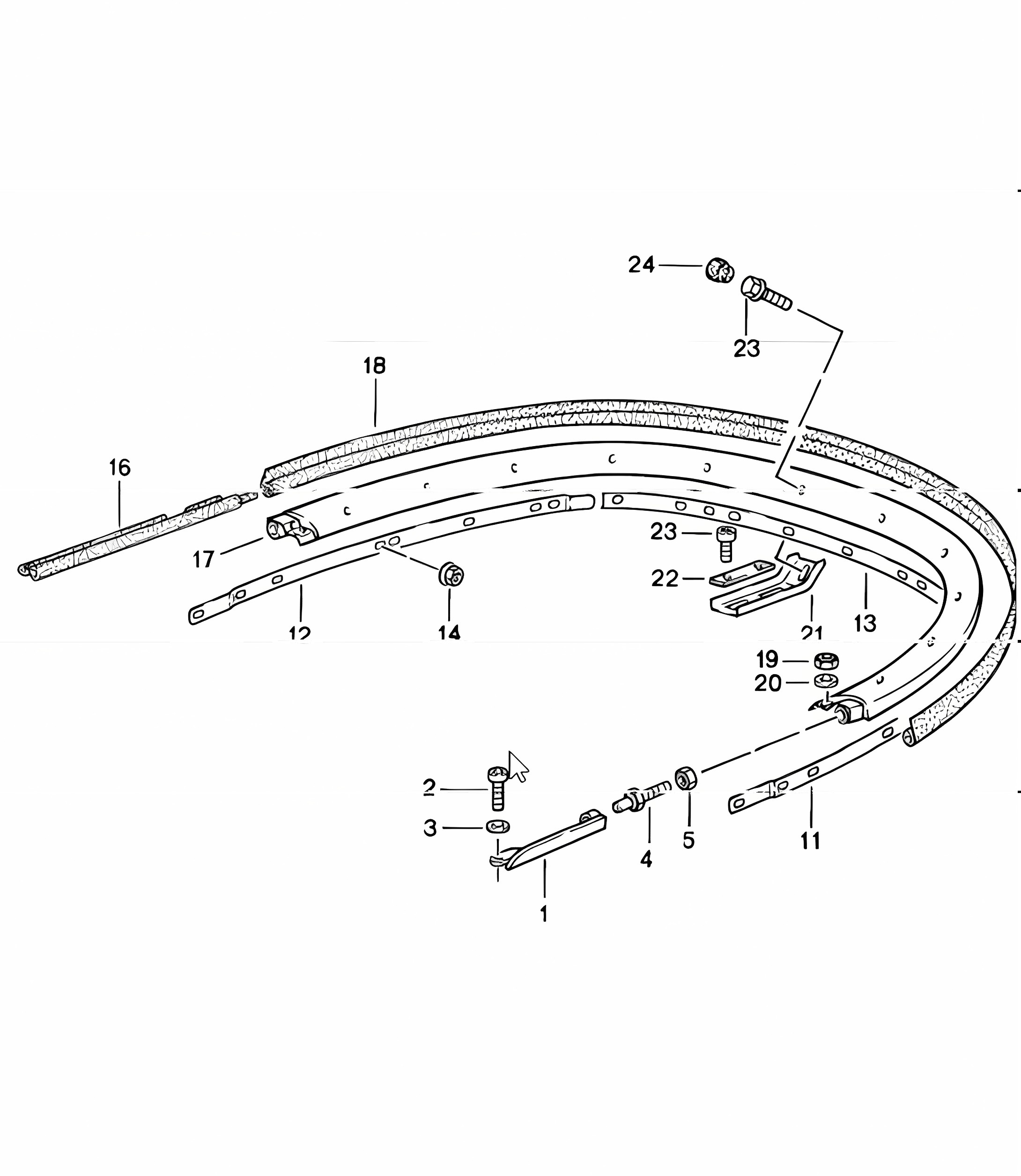 convertible top, clamp, single parts 911 CABRIO 1987-89