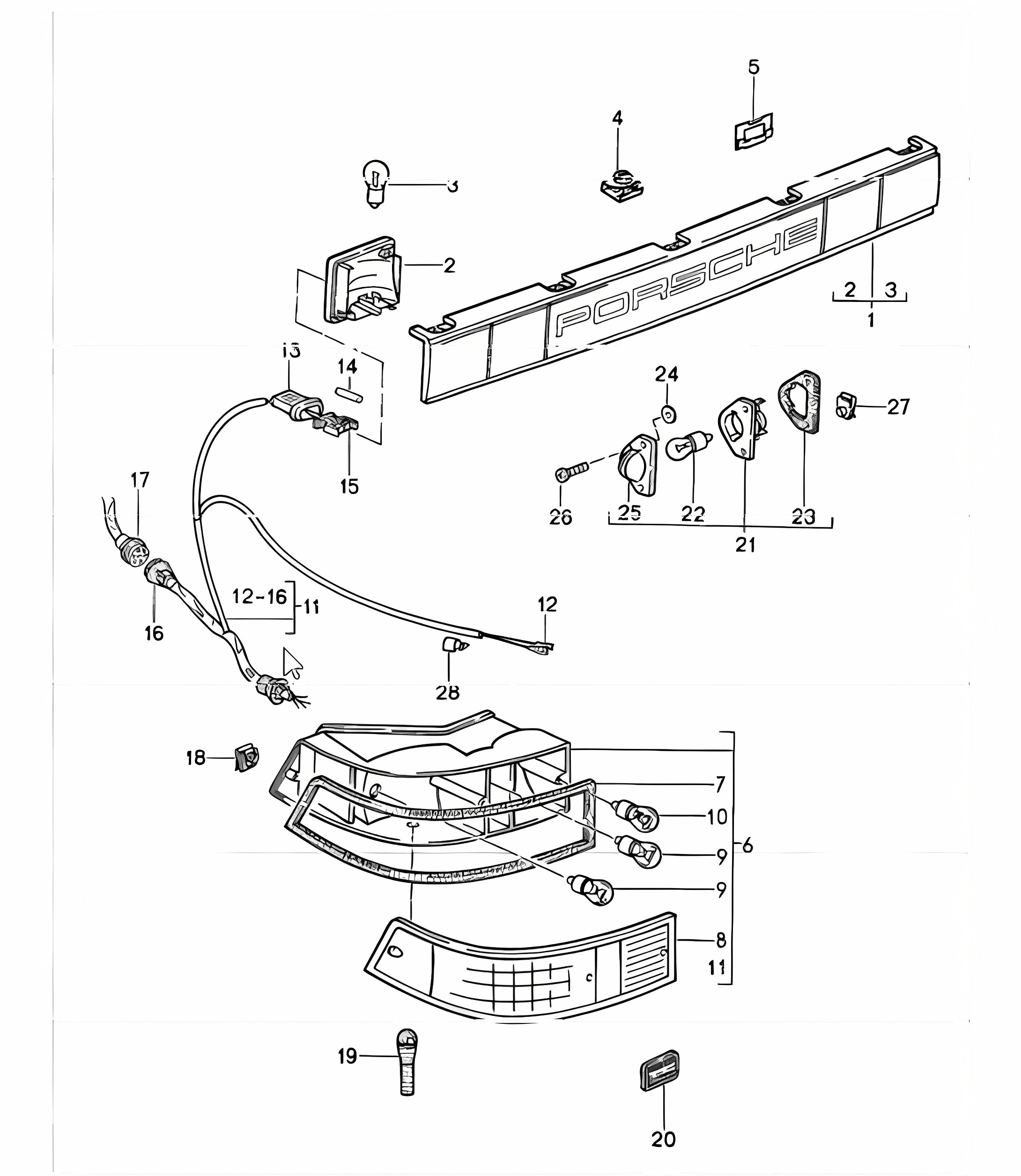 covering combined lights rear 911 1987-89