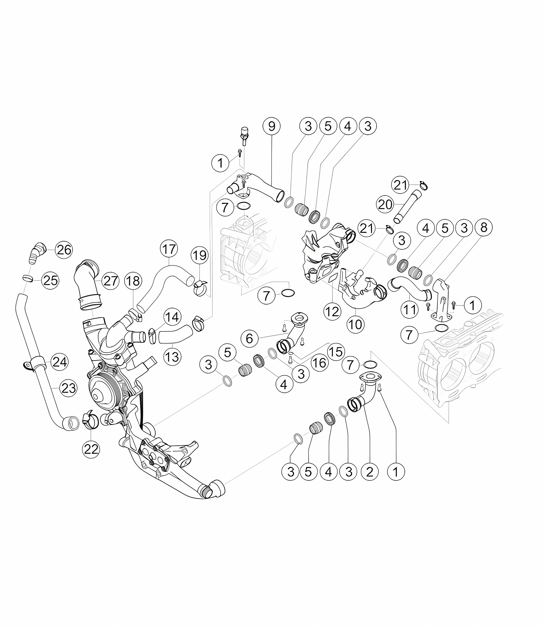 Engine water circuit 911 (991) GT3 CUP 2016