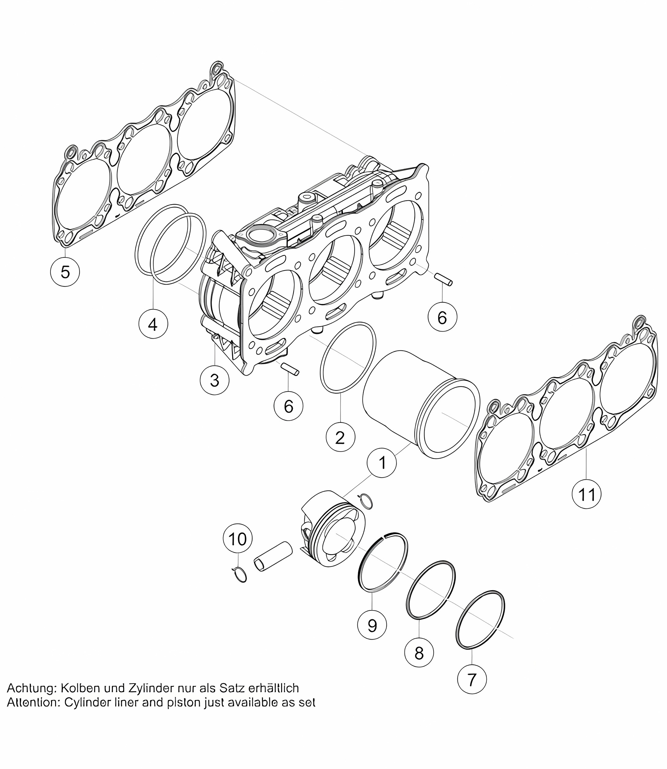 Cylinder and piston 911 (991) GT3 CUP 2016