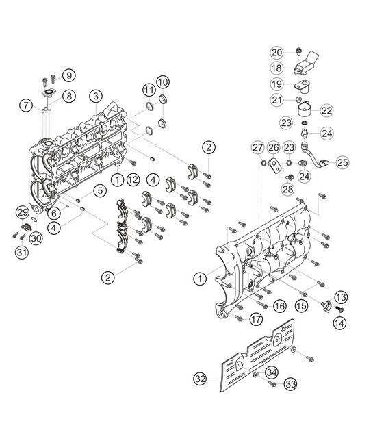 Diagram 1.1-08 Porsche Cayenne 9PA (955) 2003-2006 Engine